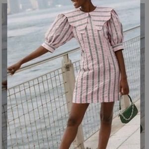 Ganni | Floral Striped Seersucker Dress